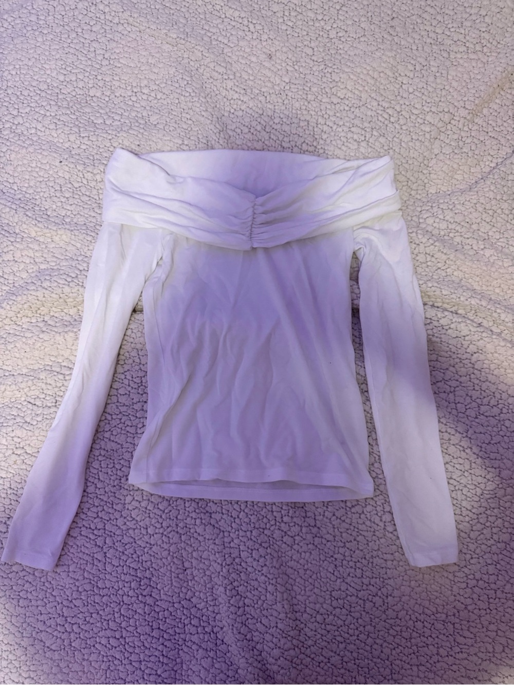 Off-Shoulder Long Sleeve Top - White Aritzia